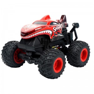 Shark head remote control stunt car-360 degree rotating big foot car-music and light children's toy car