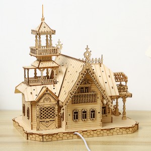 3D Wooden Puzzle House DIY with LED Light